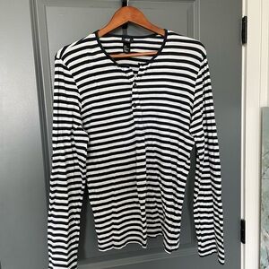 H&M Black and White Striped Long Sleeve Shirt